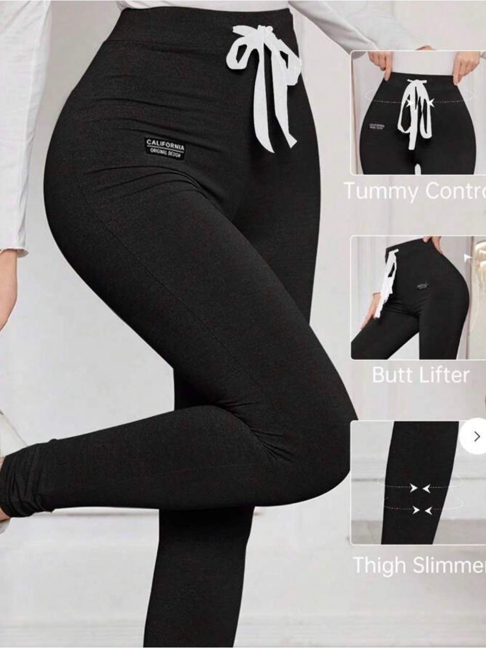 High-Waist Tummy Control Butt-Lift Leggings - Black
